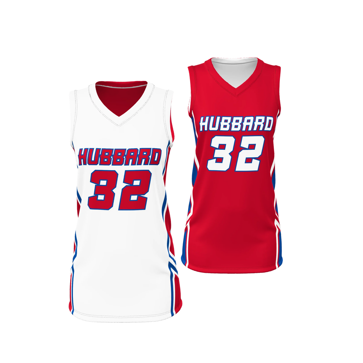 Custom Sublimated Women's & Girls' Single-Ply Reversible V-Neck Basketball Jersey — BBJ09R supplier view 1