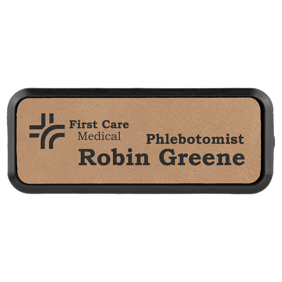 Leatherette Name Badge with frame