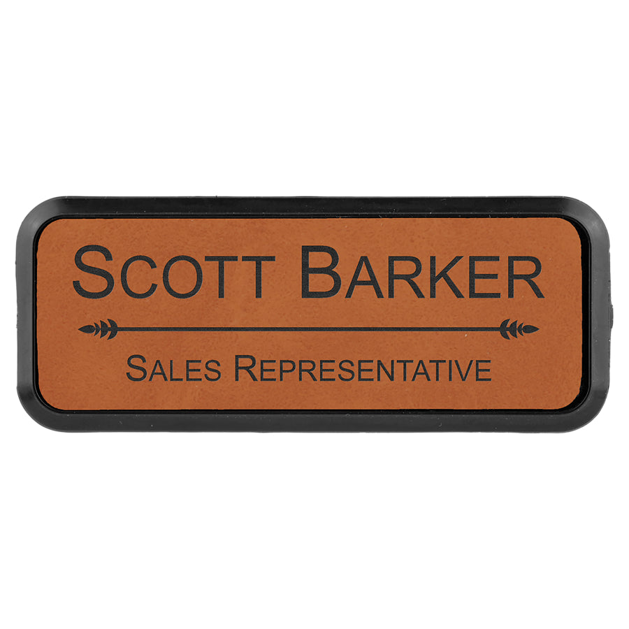 Leatherette Name Badge with frame