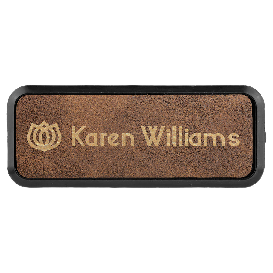 Leatherette Name Badge with frame