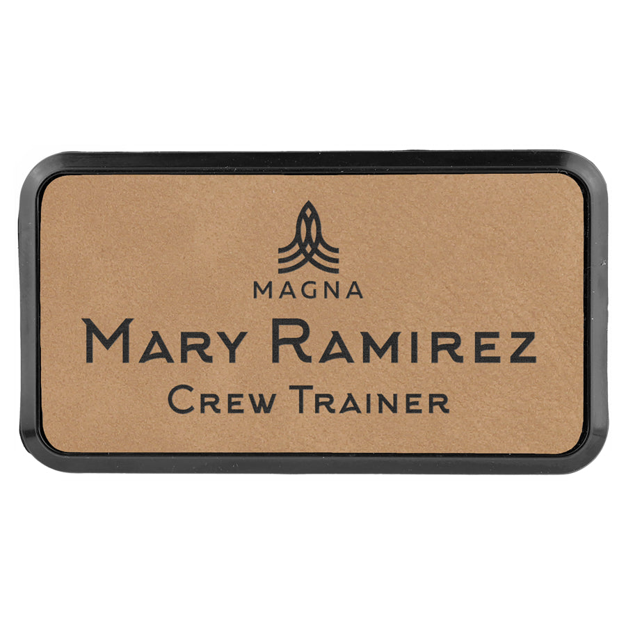 Leatherette Name Badge with frame