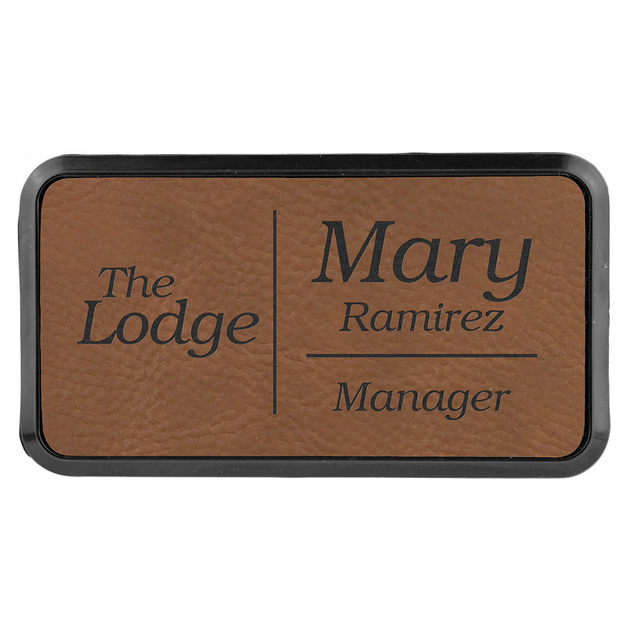 Leatherette Name Badge with frame