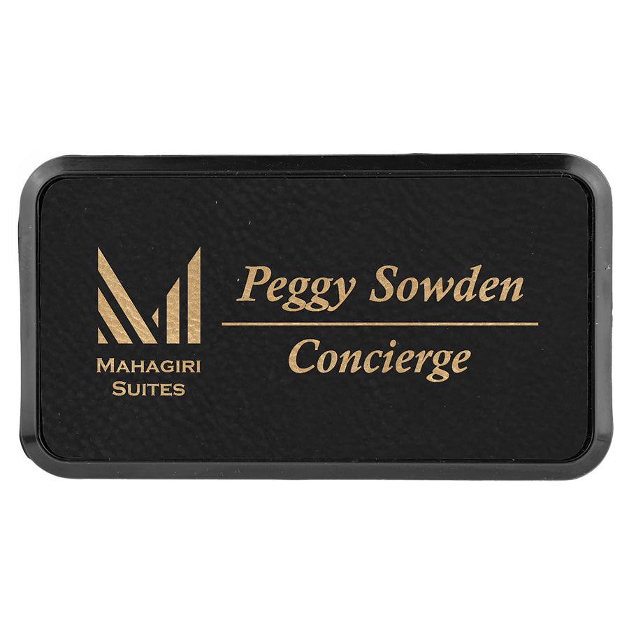 Leatherette Name Badge with frame