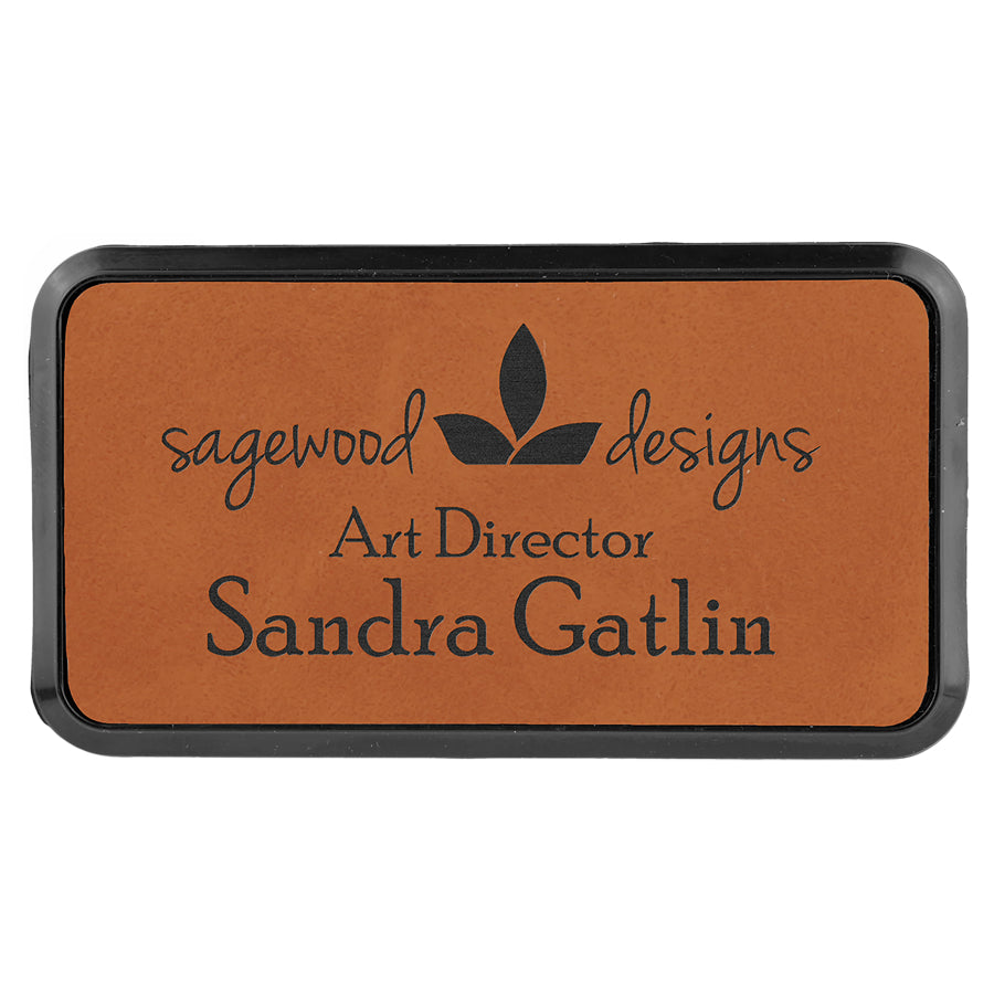 Leatherette Name Badge with frame