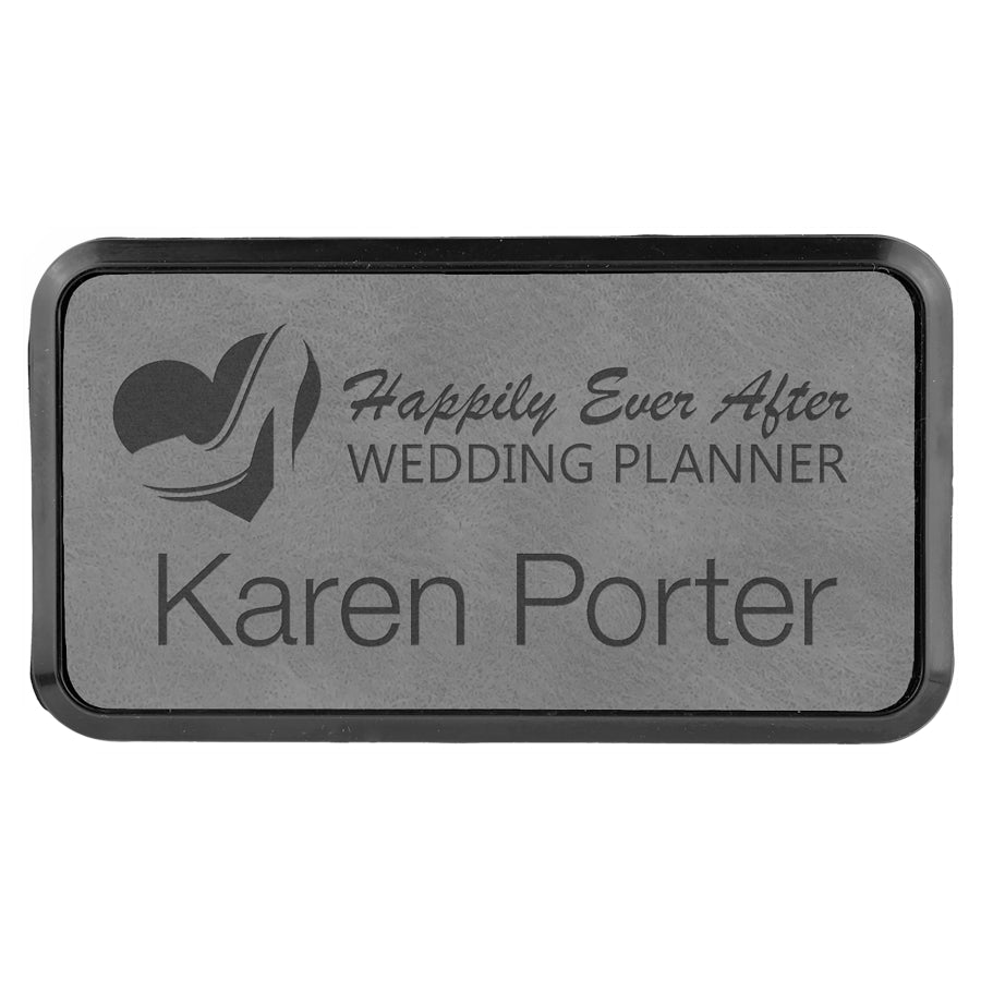 Leatherette Name Badge with frame