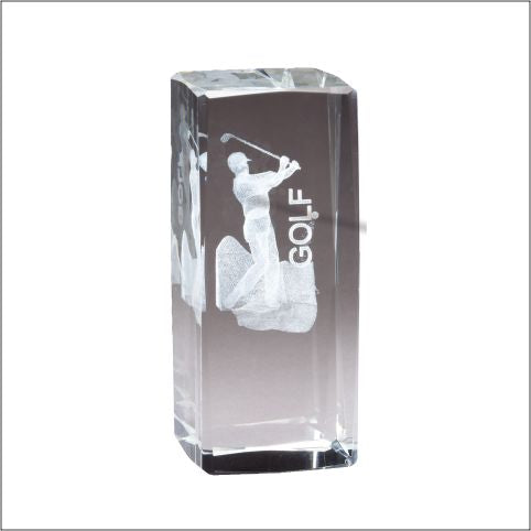 3-D Etched Crystal Golfer Award