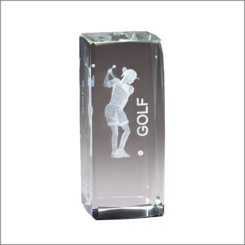 3-D Etched Crystal Golfer Award