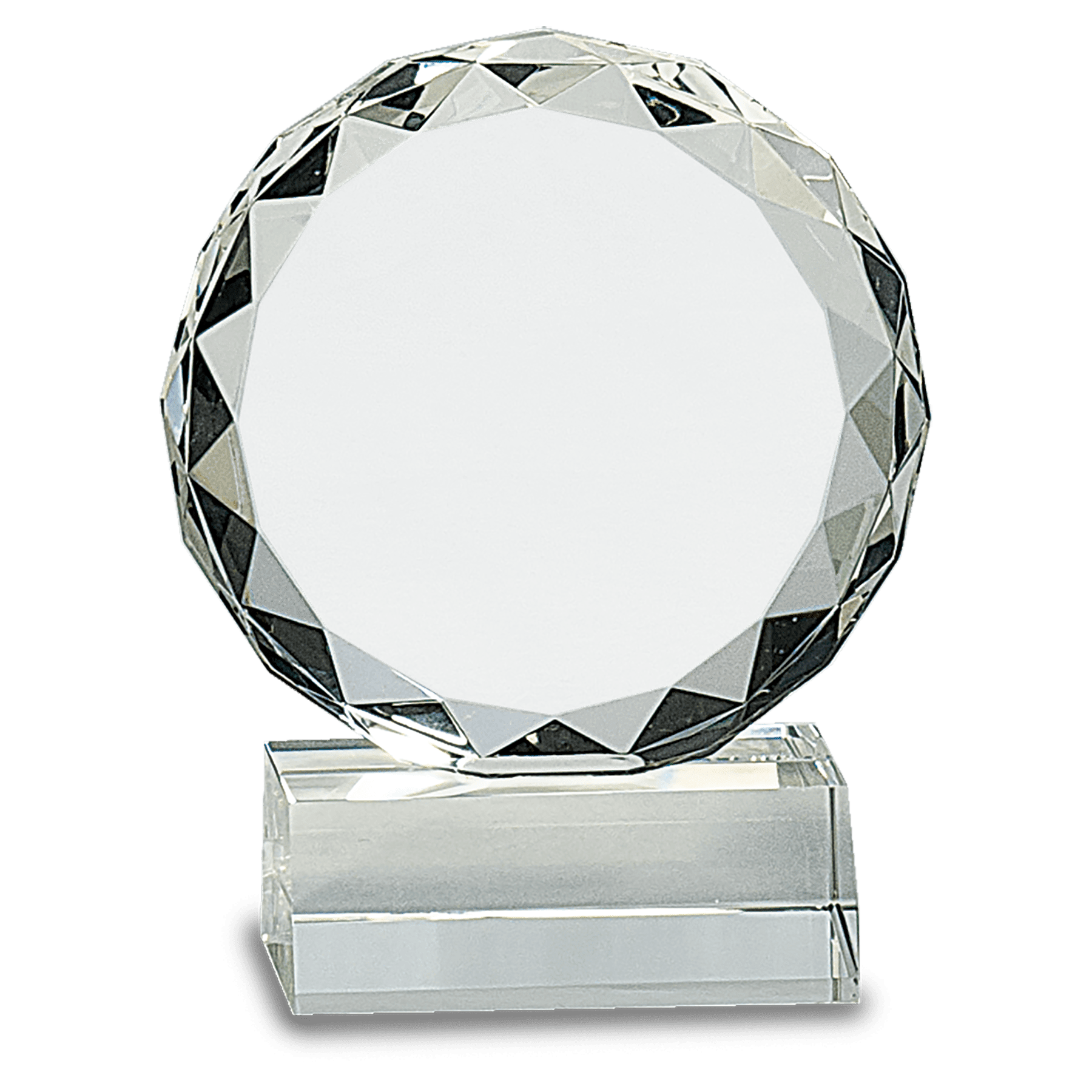 Round Facet Crystal on Clear Pedestal Base