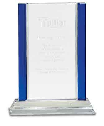 Blue Column Crystal Rectangle Award