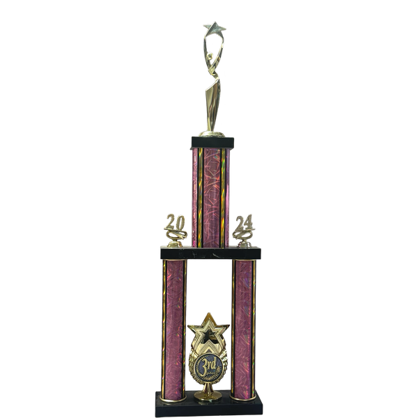 2 Post Trophy with Exclusive Star logo holder shown in black marble