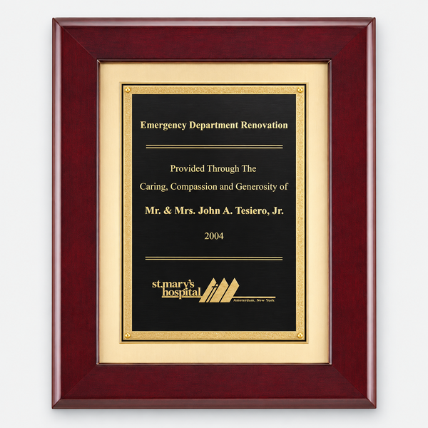 Rosewood Piano Finish Plaque with Florentine Plate