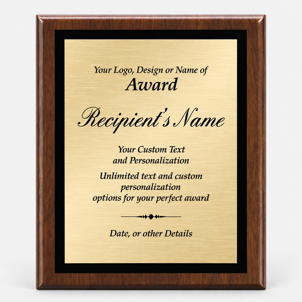 Classic Wood Plaque with Metal Plate