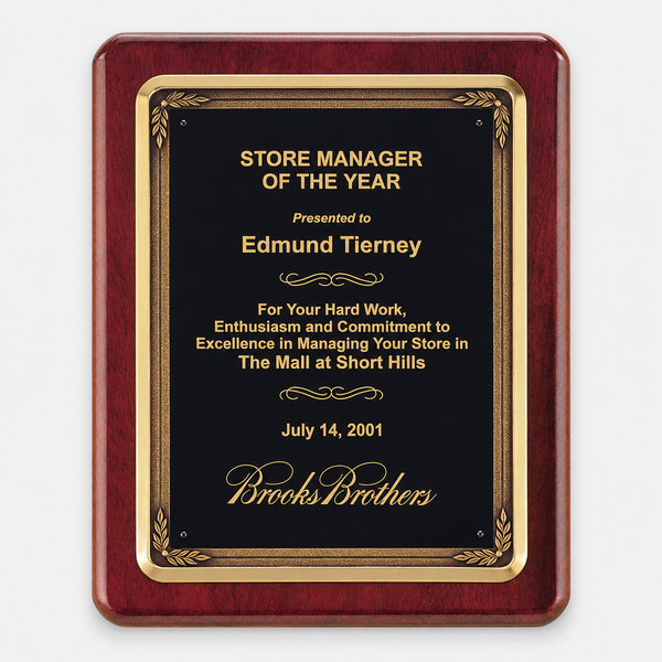 Rosewood Piano Finish Plaque