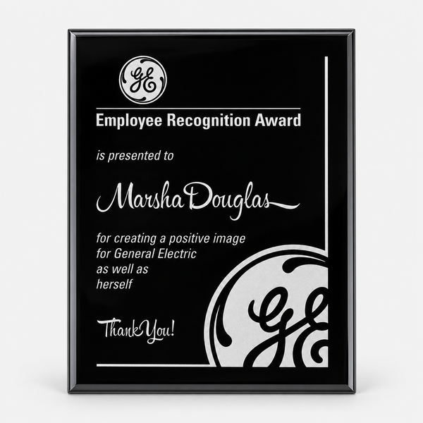 Black Piano Finish Plaque - Color-Filled