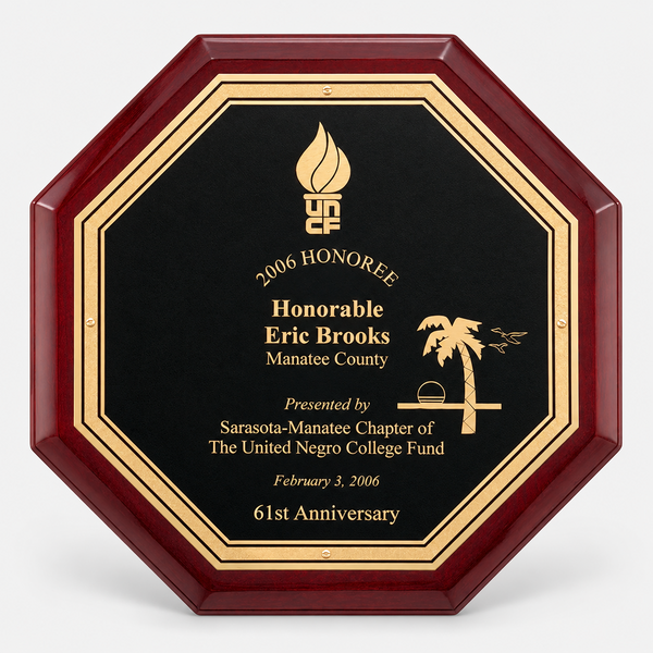 Octagonal Rosewood Piano Finish Plaque