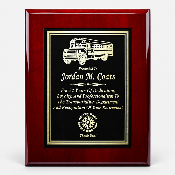 Rosewood Piano Finish Plaque with Plate