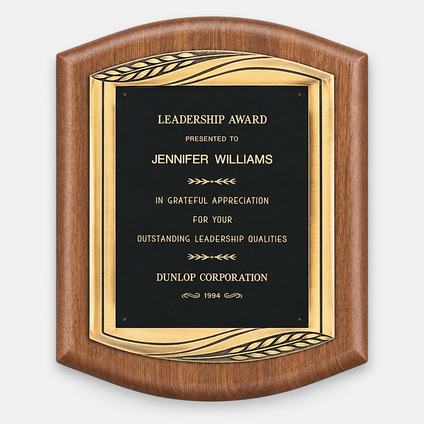 American Walnut Plaque with Antique Bronze Frame
