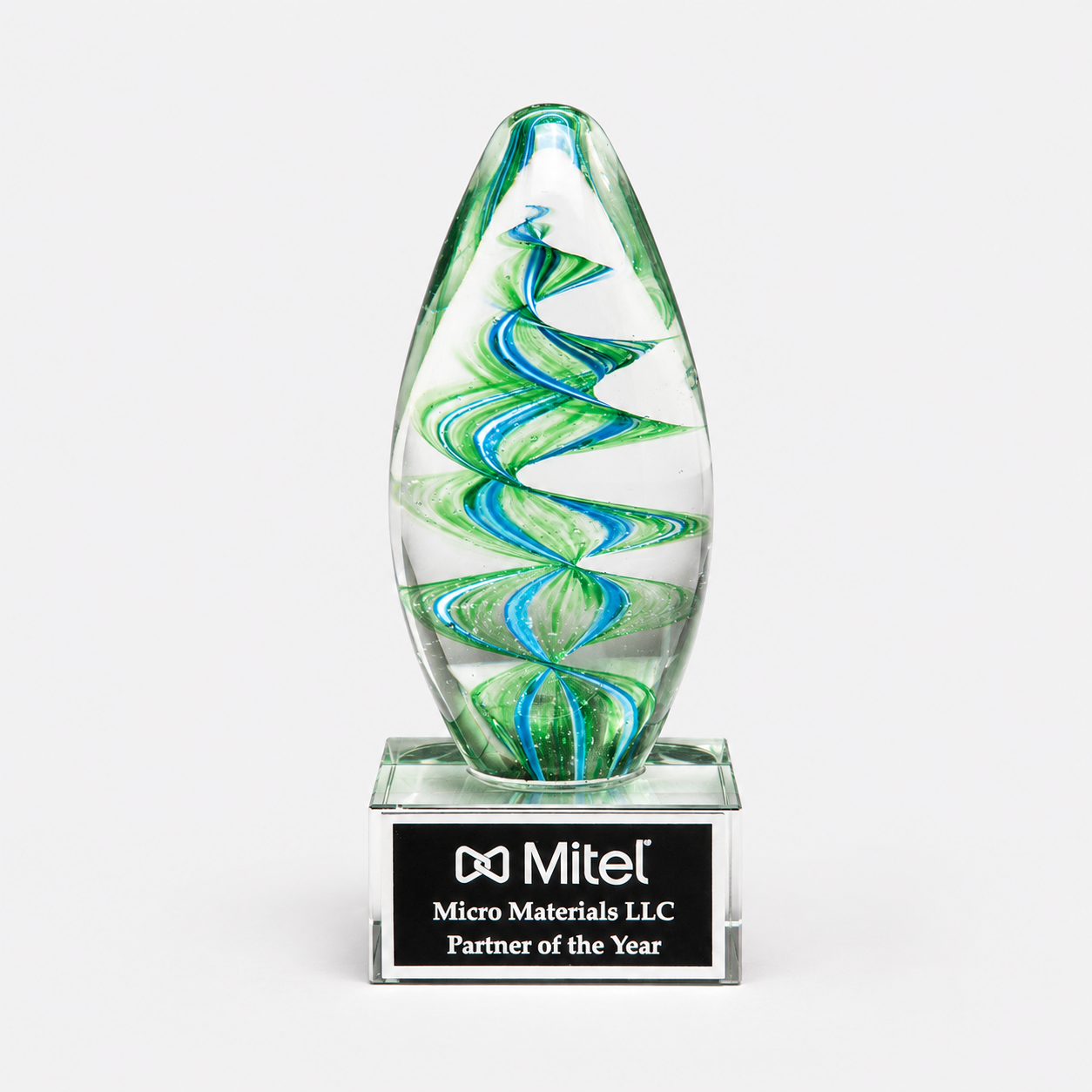 Blue and Green Egg Art Glass Award