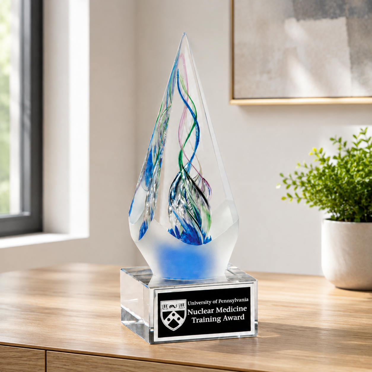 Frosted Accent Arrow Art Glass Award