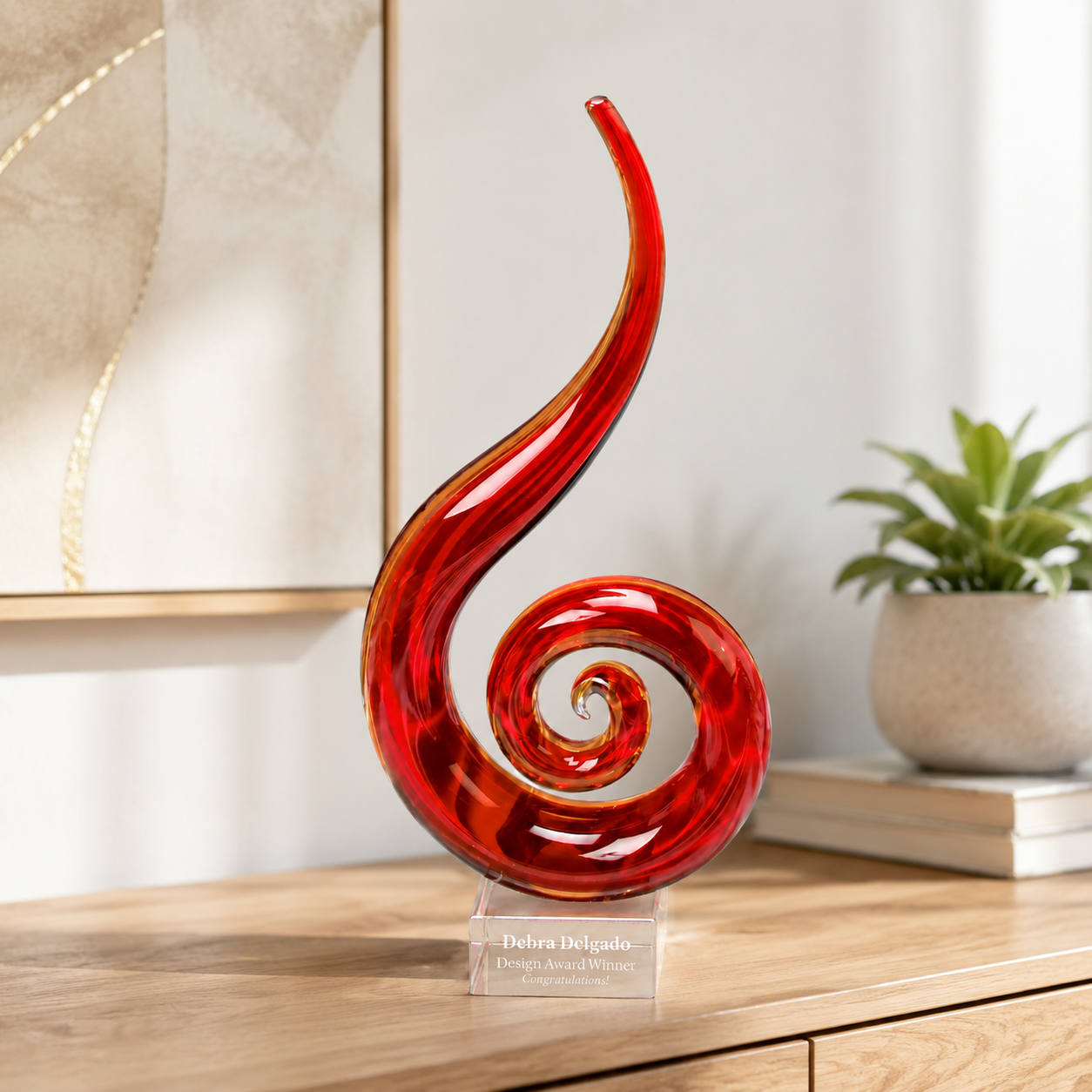 Corporate Red Fire Art Sculpture