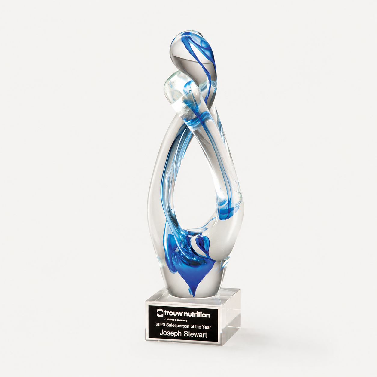 Contemporary Art Glass Sculpture with Blue Accent