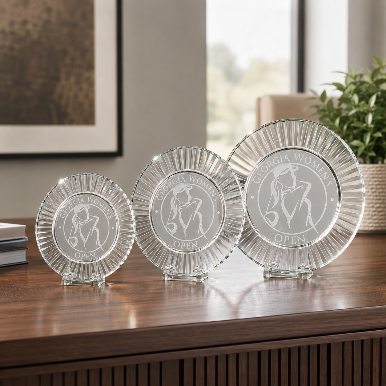 Sunburst Crystal Plate Award