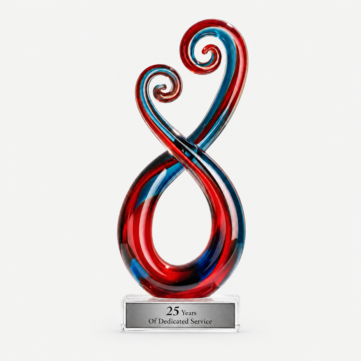 Red and Light Blue Octopus Art Glass Award