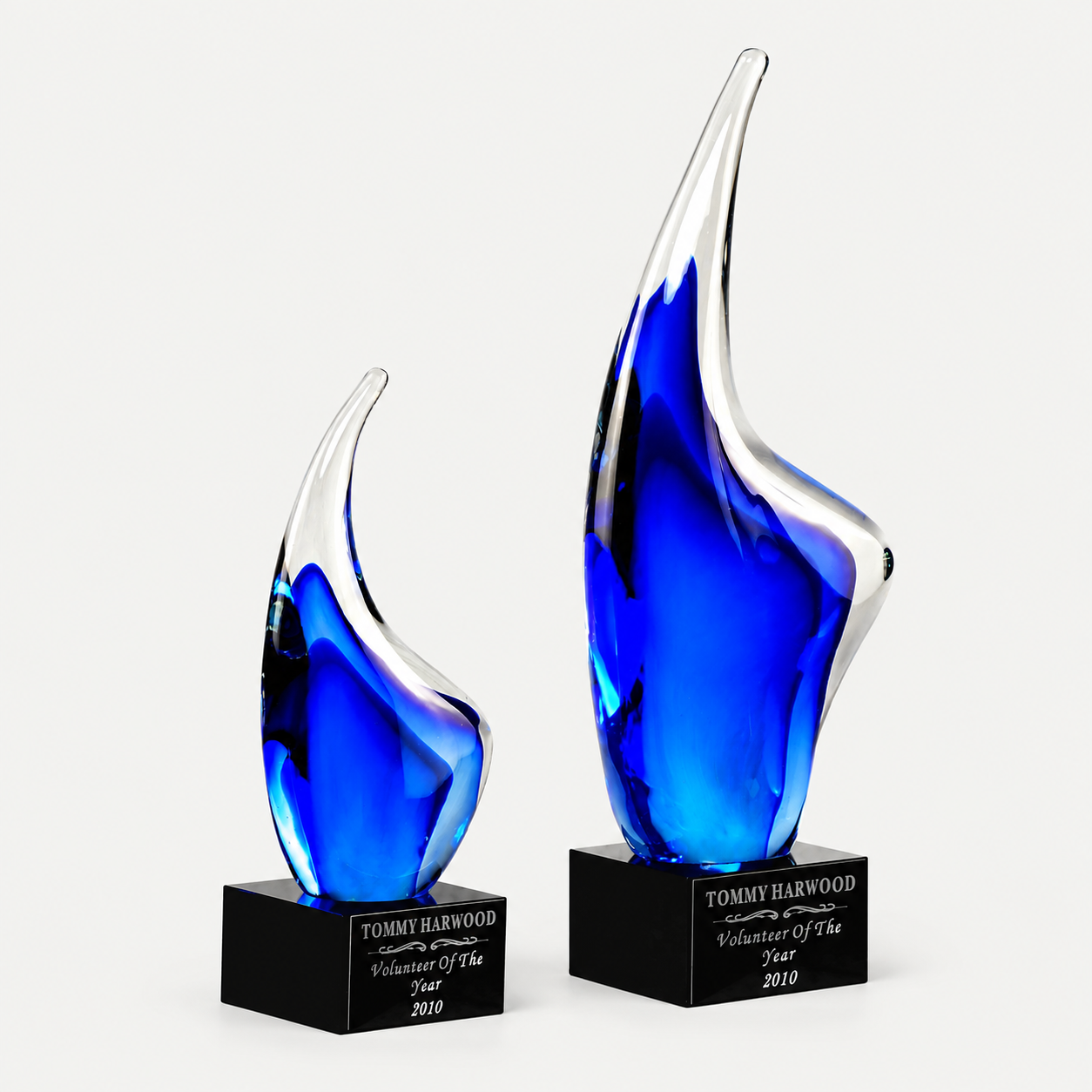 Blue Crystal Flame Art Glass Award