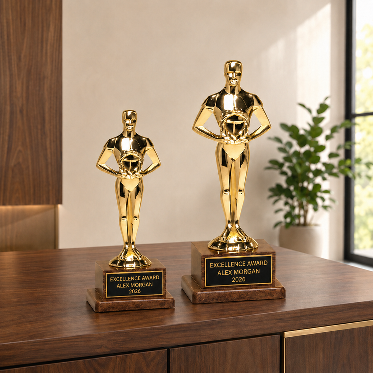 Classic Achiever Figure Award on Walnut Base