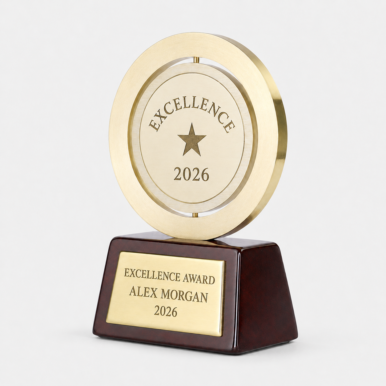 Gold Spinning Circle Award on Rosewood Base