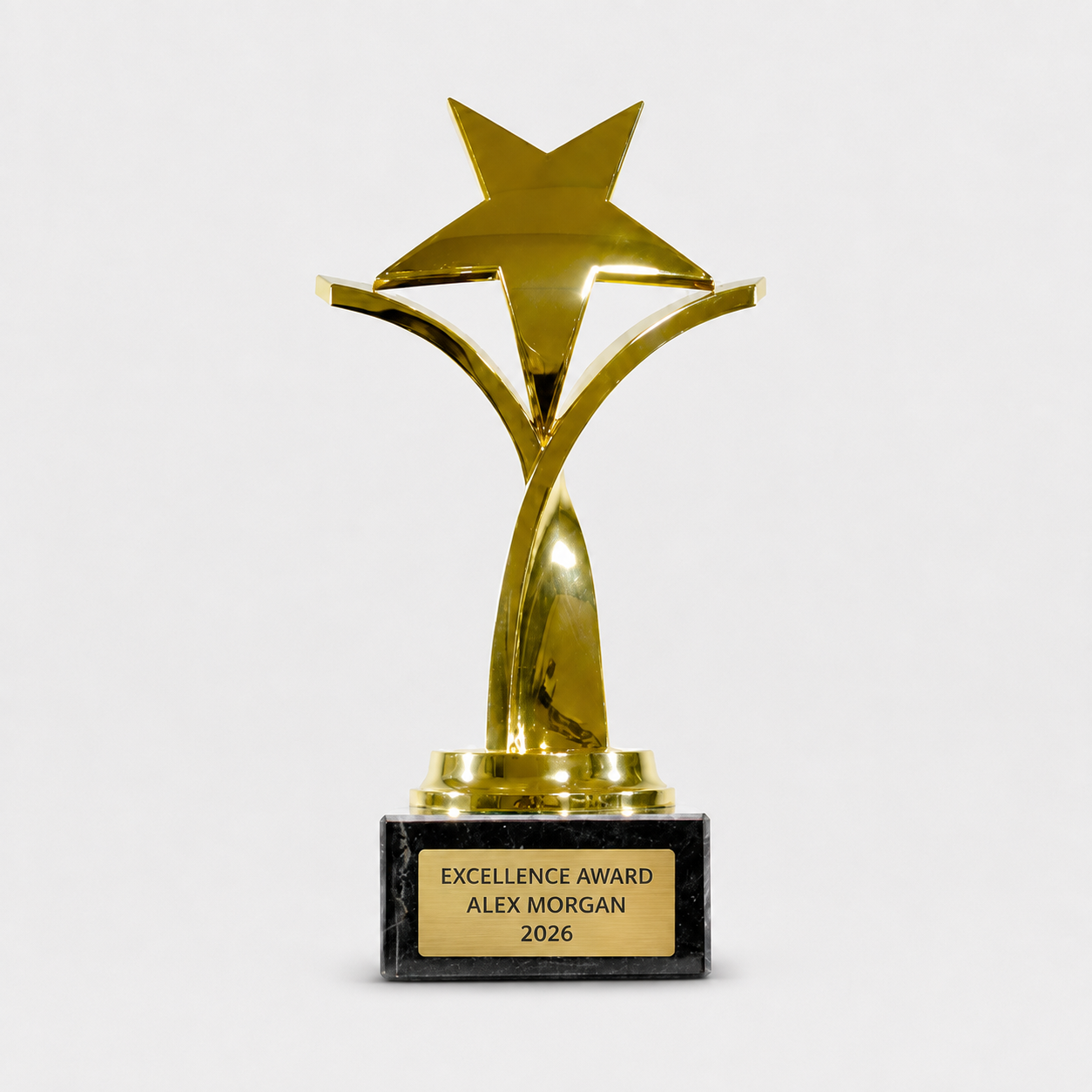 Twisting Star Award on Black Marble Base