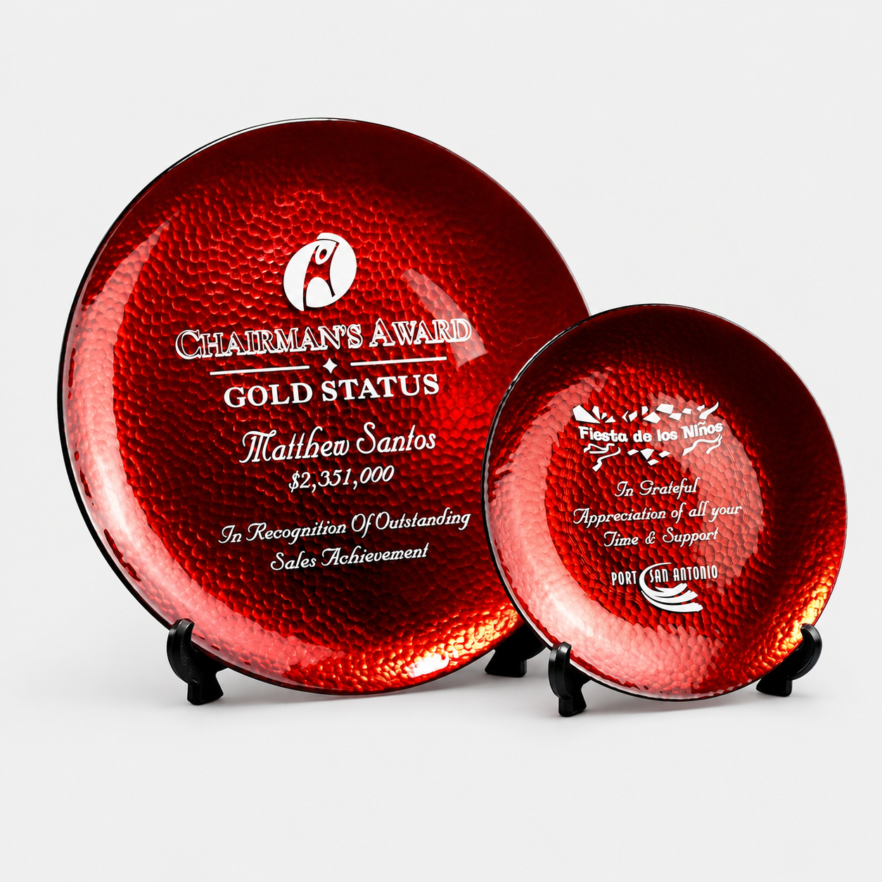 Red Art Glass Plate Award