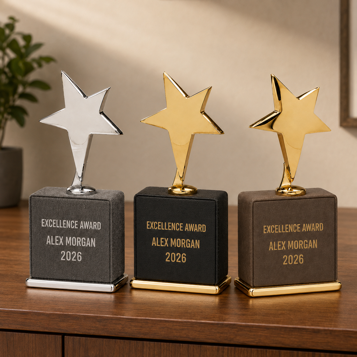 Star Award on Leatherette Base