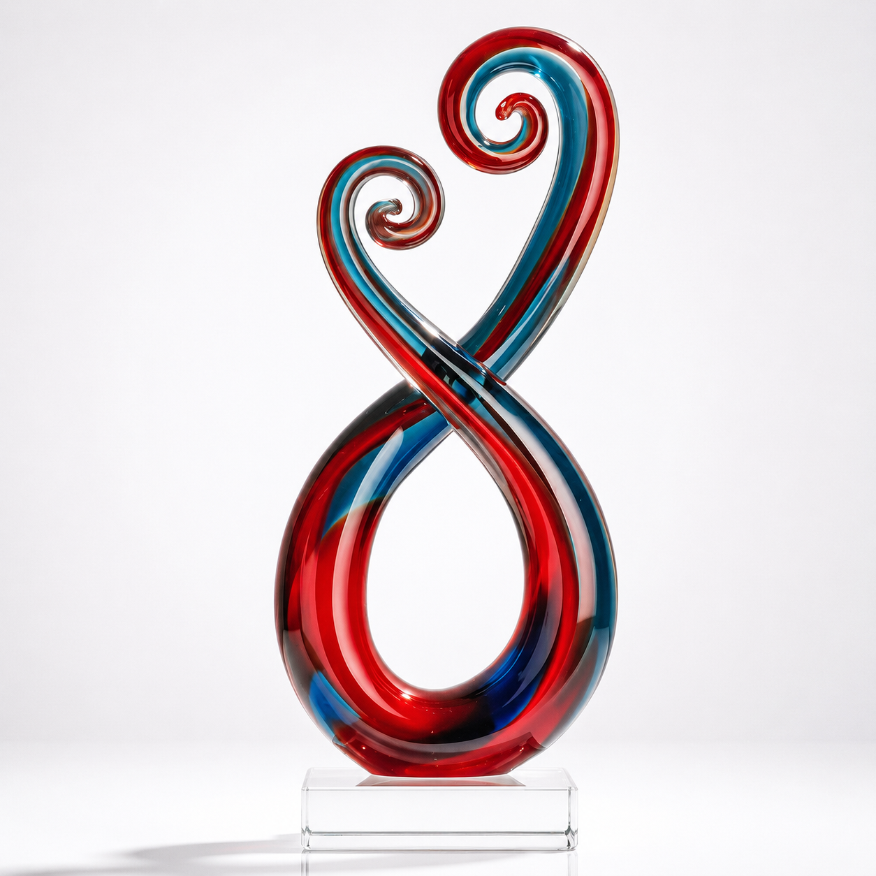 Art Glass Multi Color of Light Blue and Red Octopus Legs