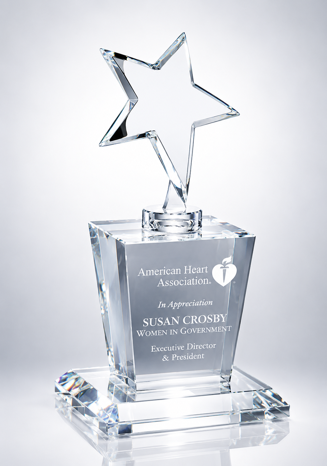 Optic Crystal Base With Silver Metal Star