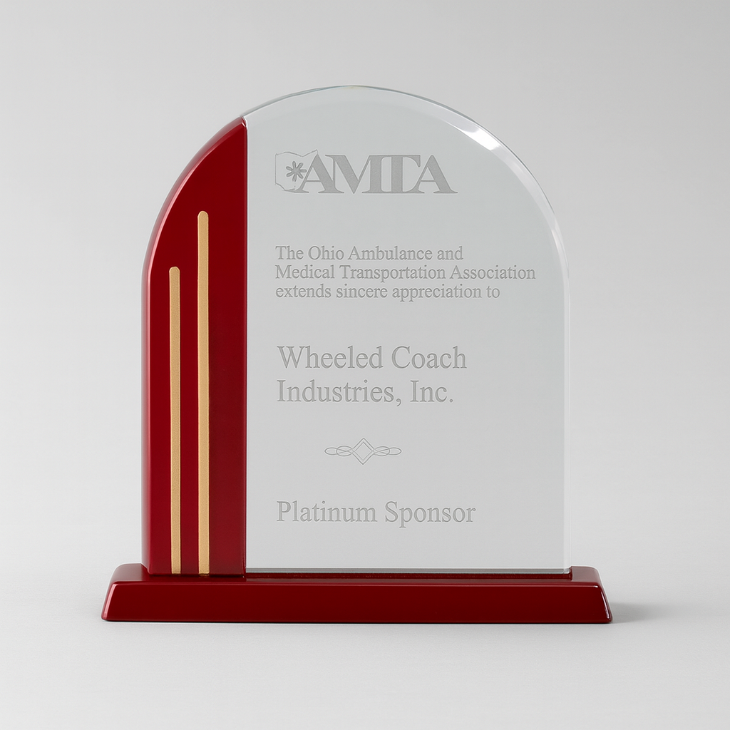Arch Series Acrylic Award with Rosewood Piano Finish Base