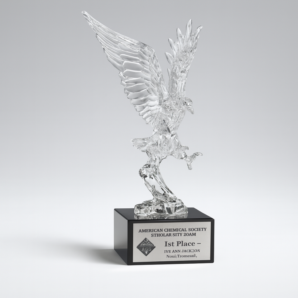 Acrylic Eagle On Marble Base - Landing