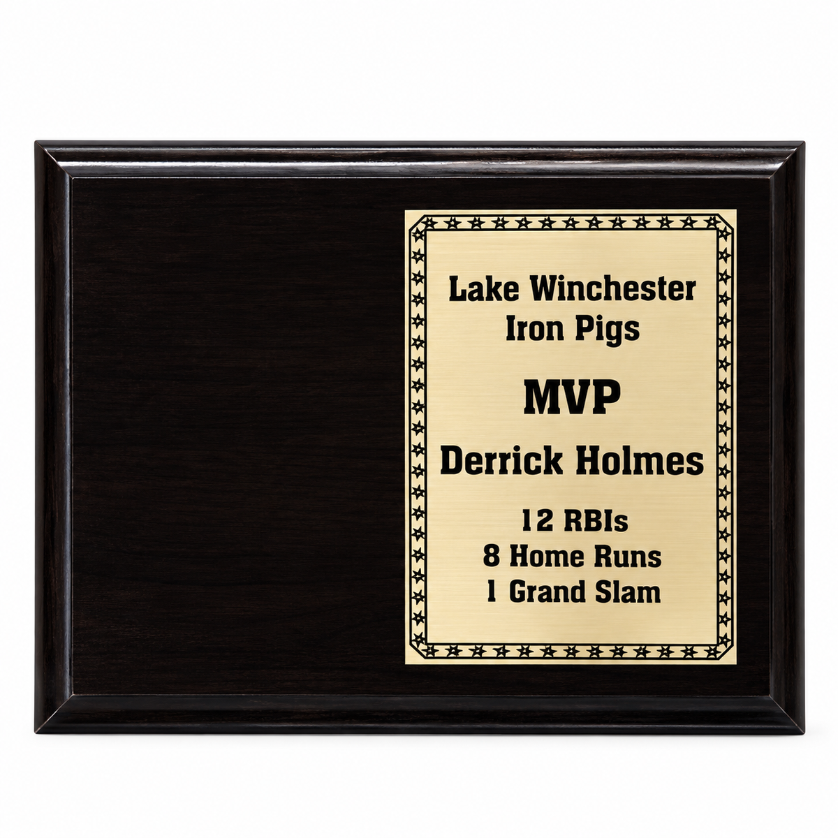 Figurine on Pedestal Cherry-Finish Plaque