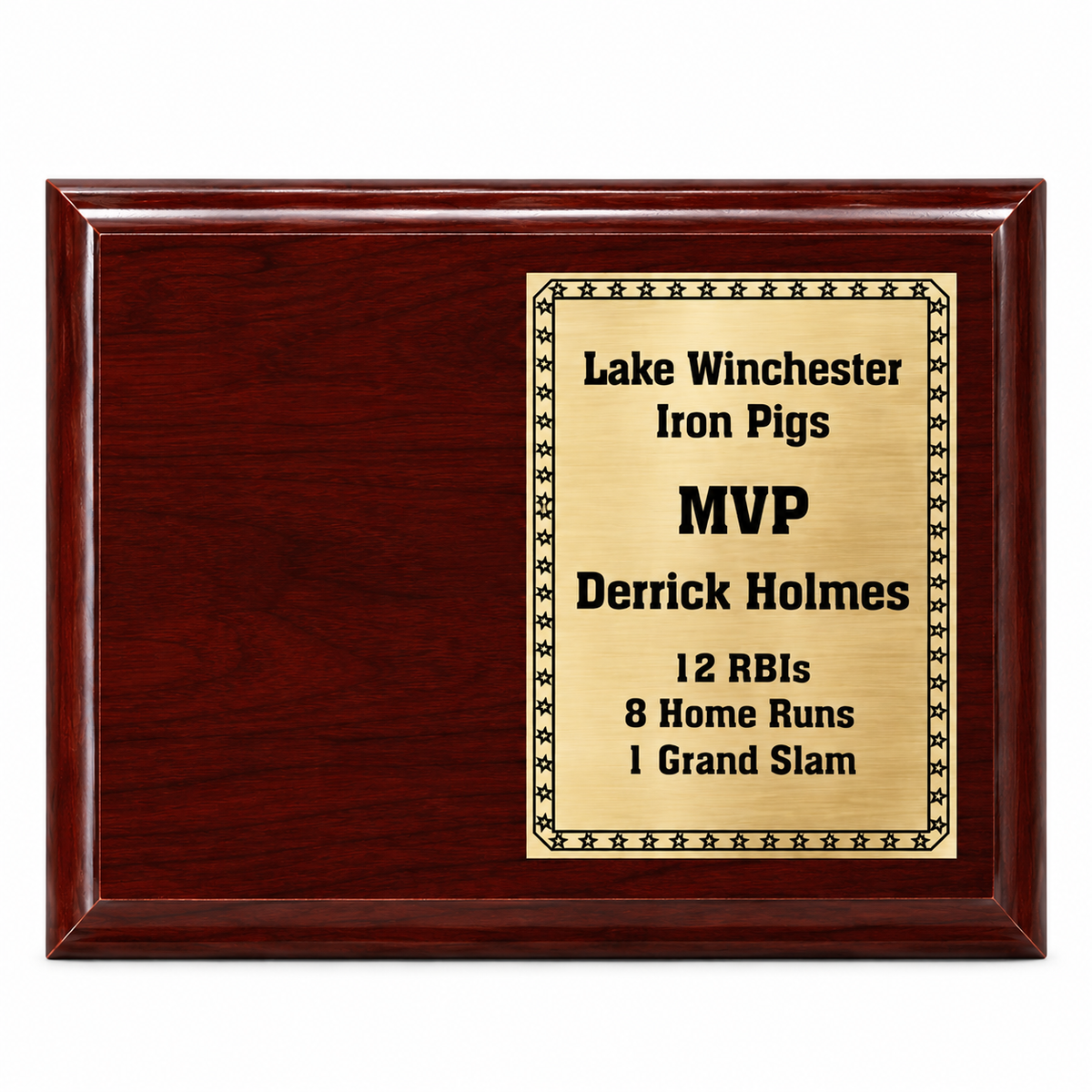 Figurine on Pedestal Cherry-Finish Plaque