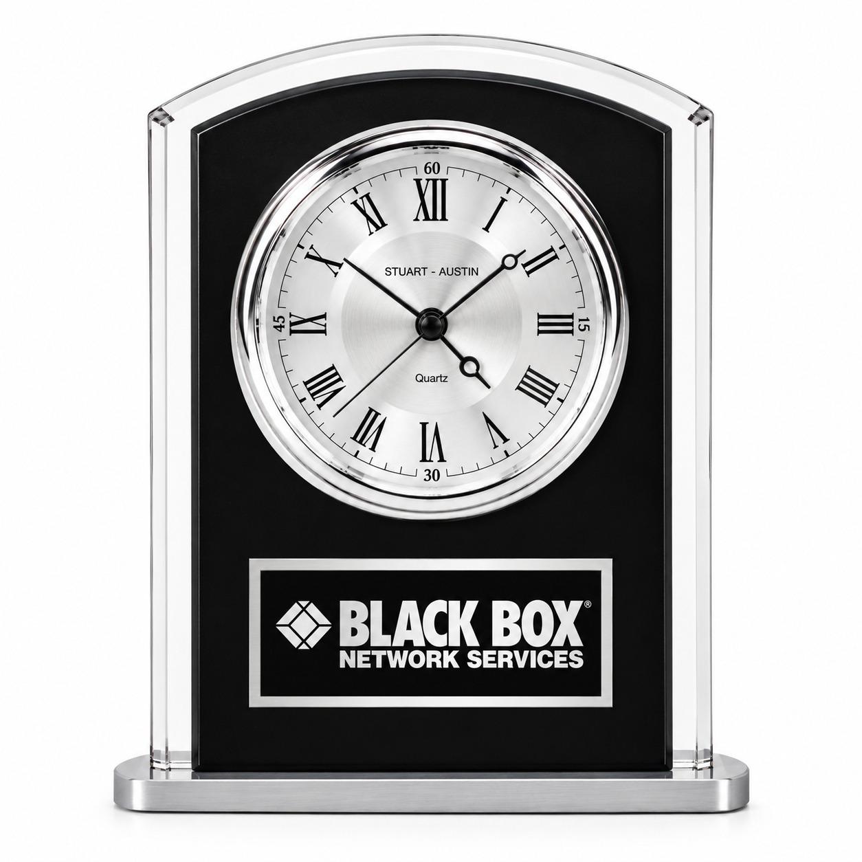 Beveled Glass with Silver Clock