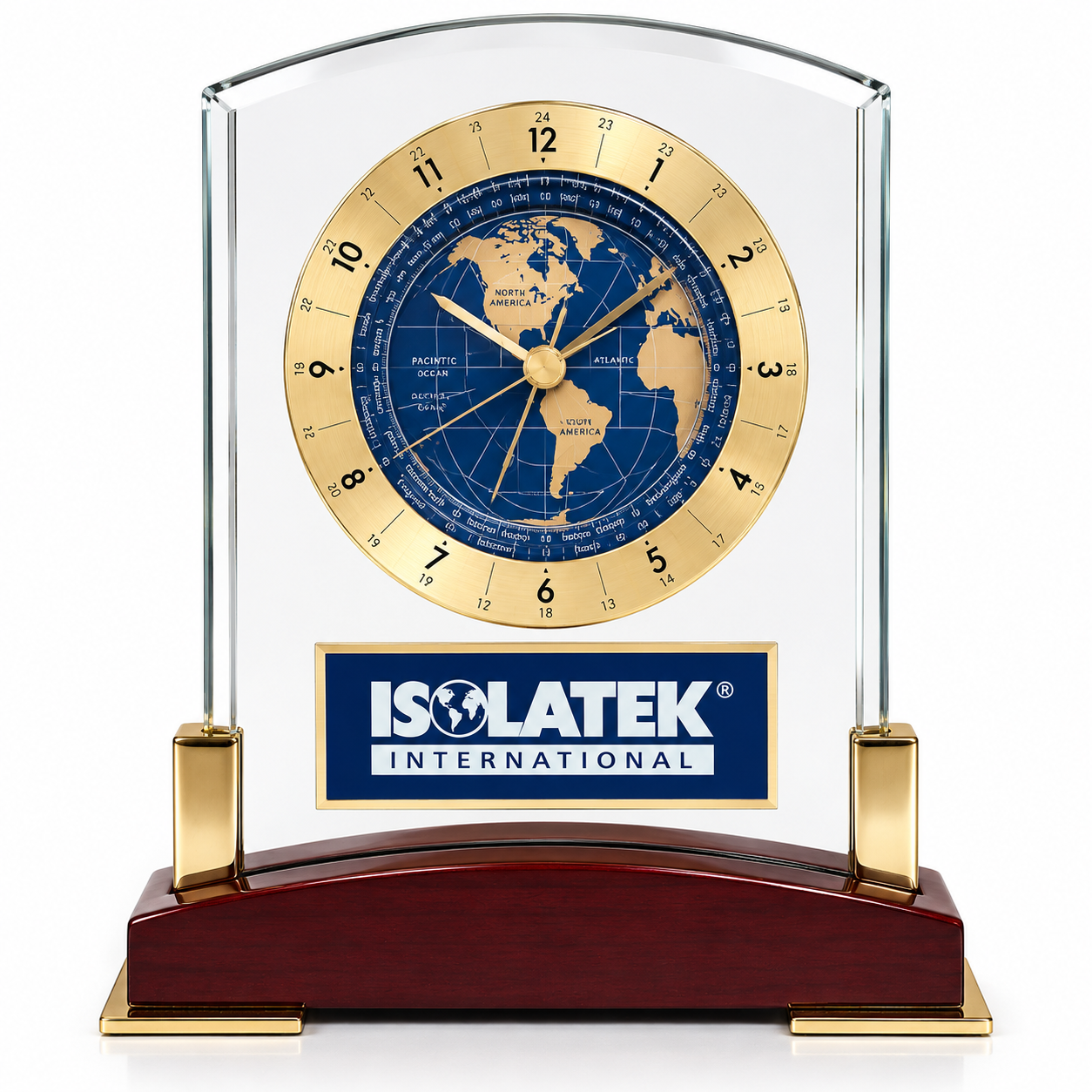 Glass Clock with World Time Dial