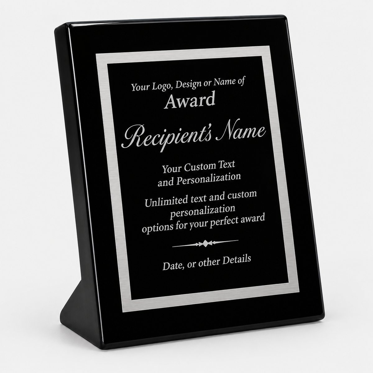 Piano Finish Stand-Up Plaque with Plate