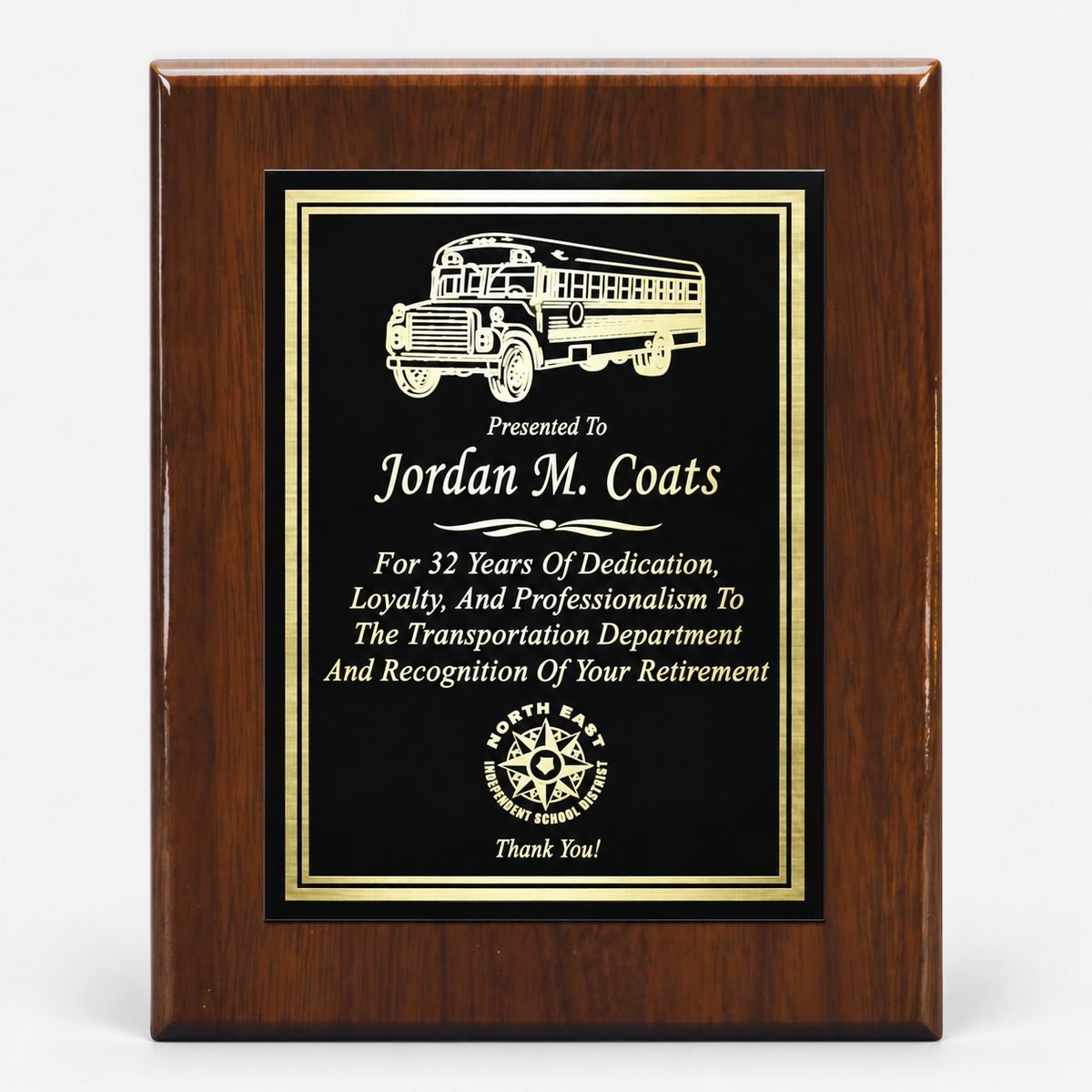 Walnut Piano Finish Plaque with Plate