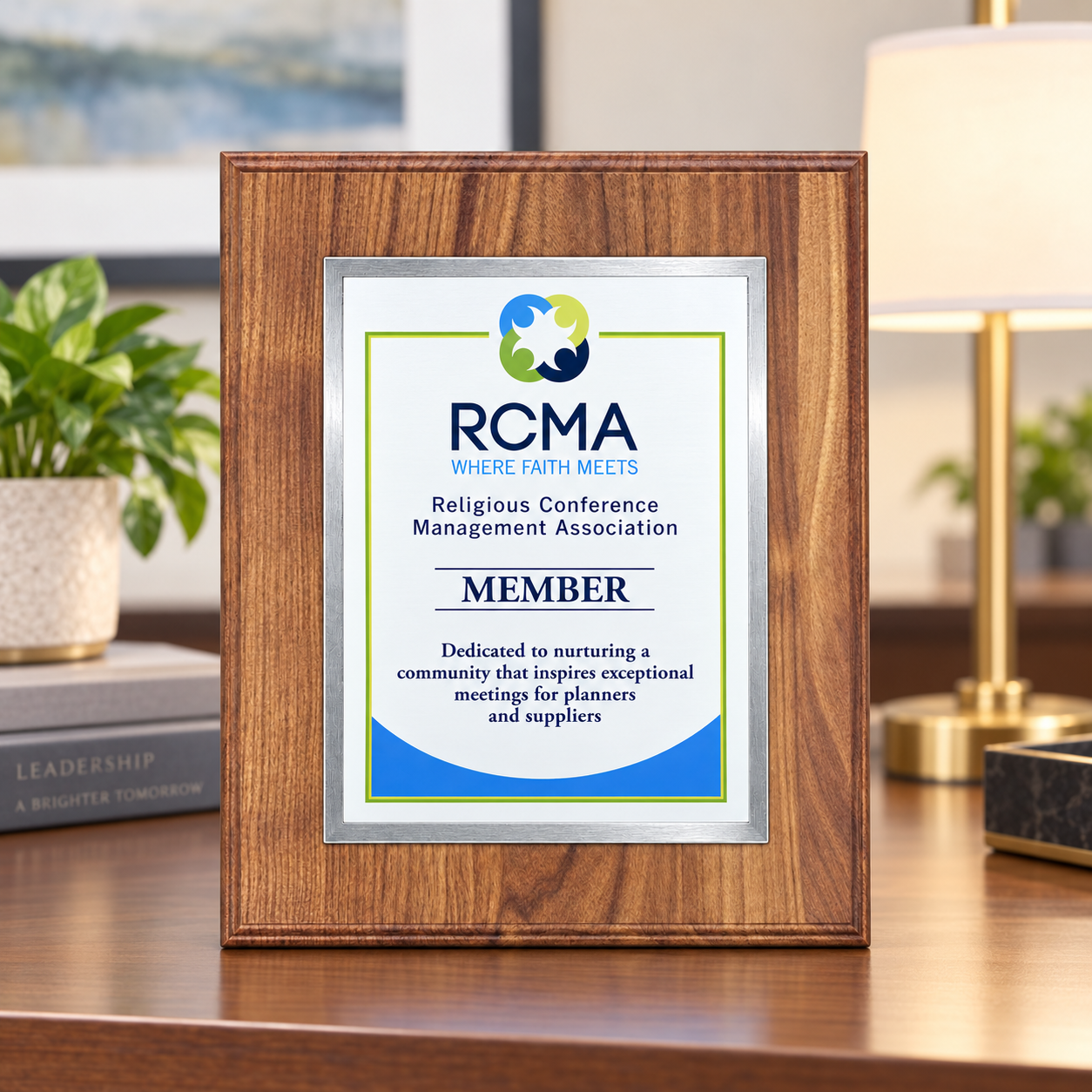 Walnut Finish Plaque with Color Plate