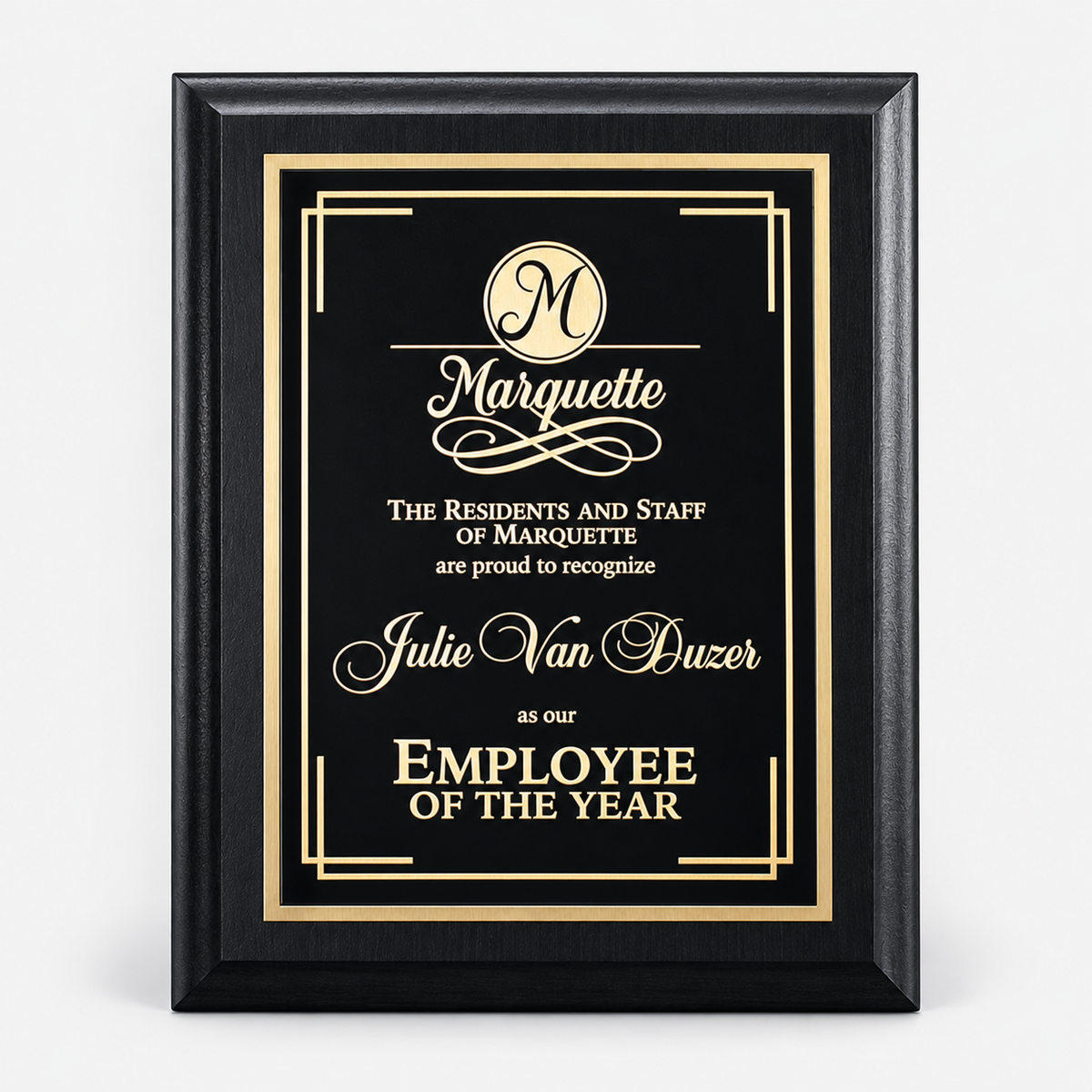 Black Matte-Finish Plaque with Plate