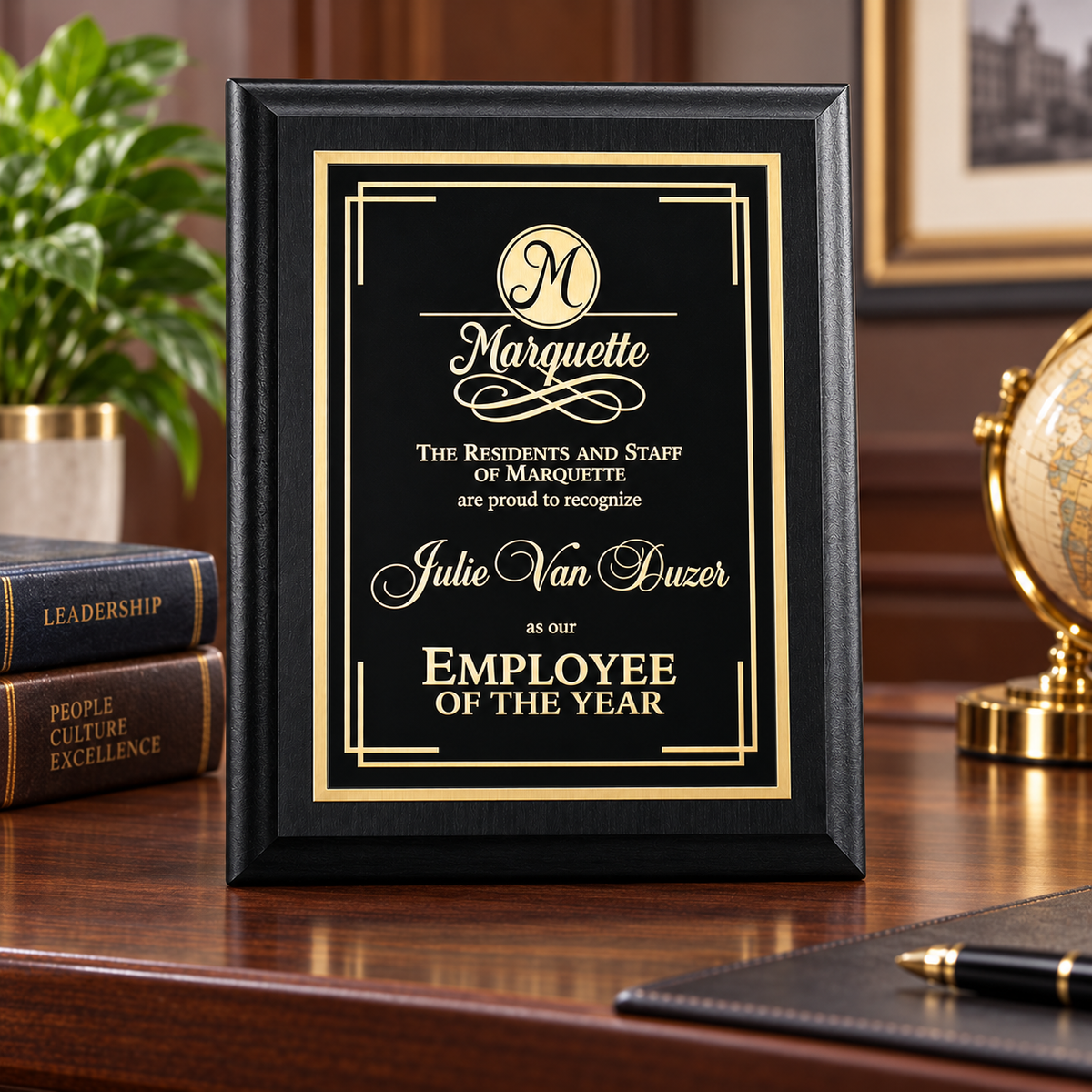 Black Matte-Finish Plaque with Plate