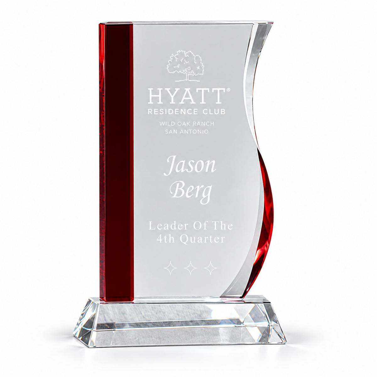 Red Stripe Wave Crystal Award