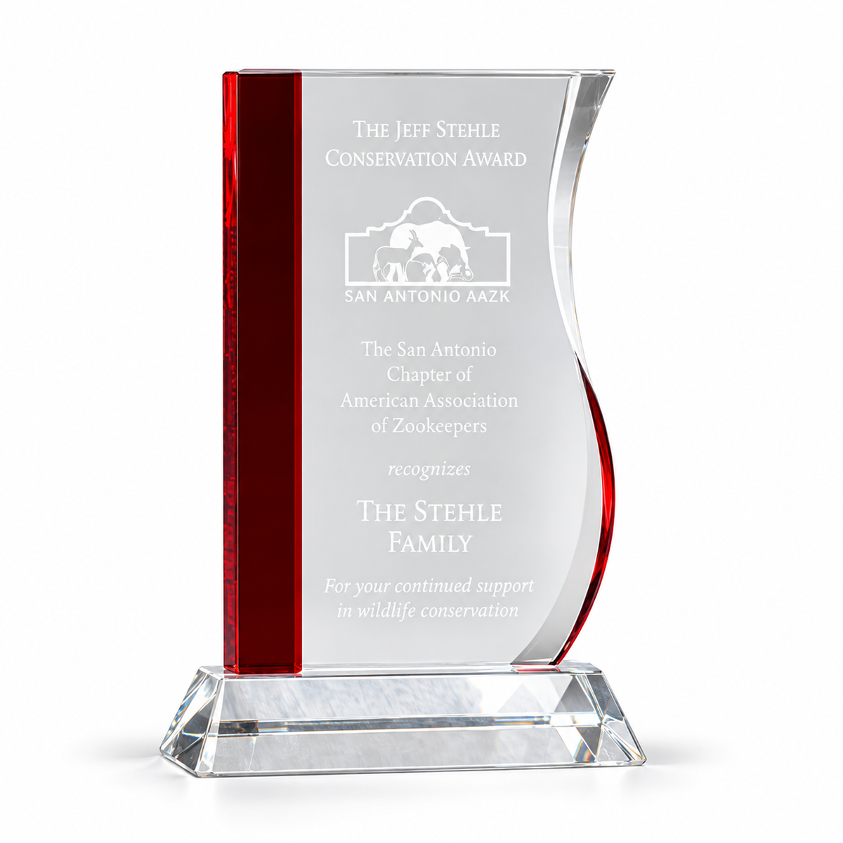 Red Stripe Wave Crystal Award