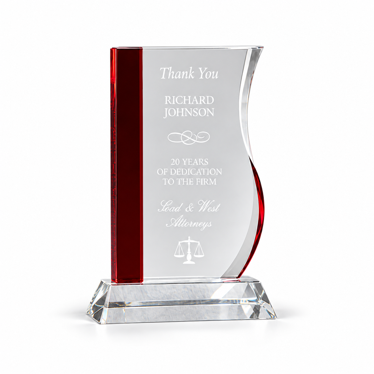 Red Stripe Wave Crystal Award