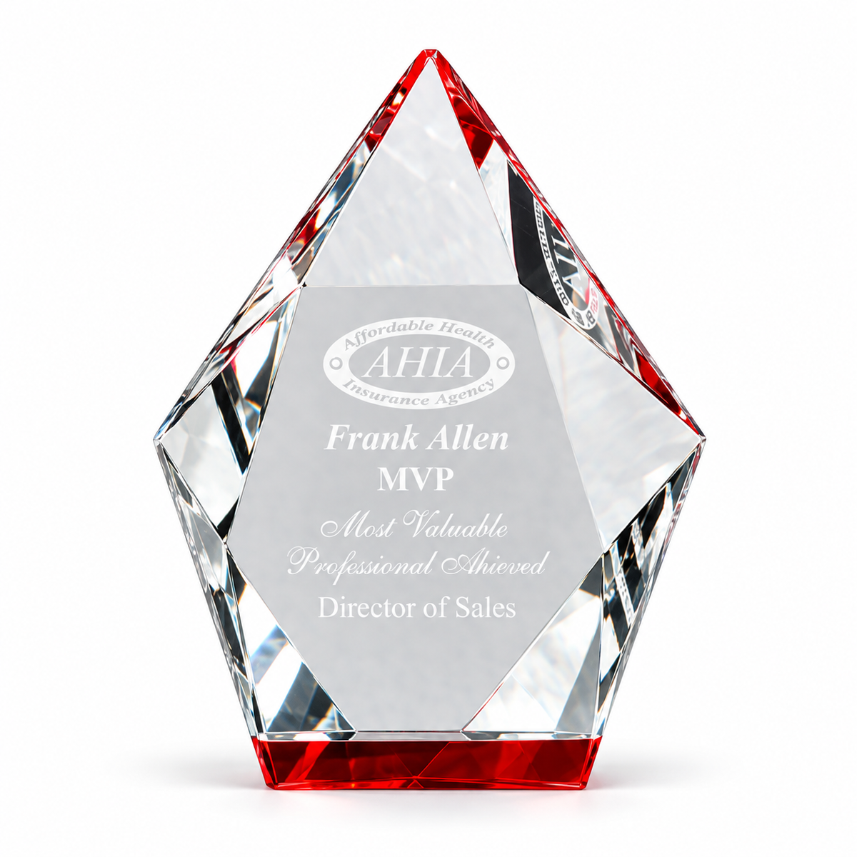 Red Multifaceted Crystal Hexagon Award